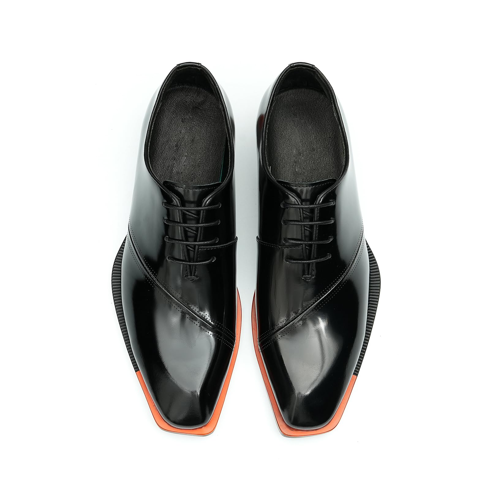 Genérico Oxfords Formales en Cuero Charol para Hombre Zapatos de Vestir Pulidos Puntera Cuadrada Zapatos Bajos con Cordones