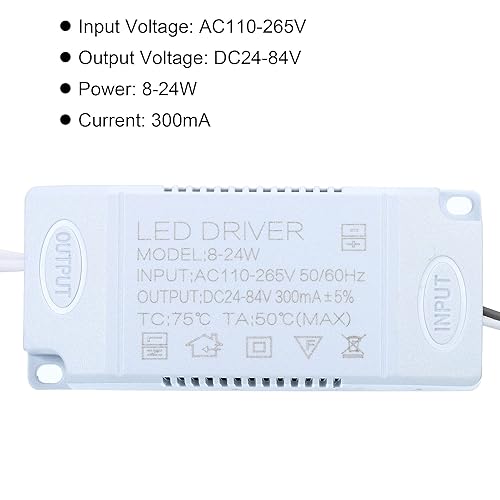 Miniatura 4 de PATIKIL 8-24W 300mA LED Driver, 2pcs AC110-265V Salida 24-84V DC Conector constante Rectificador Transformador Fuente de alimentación externa LED