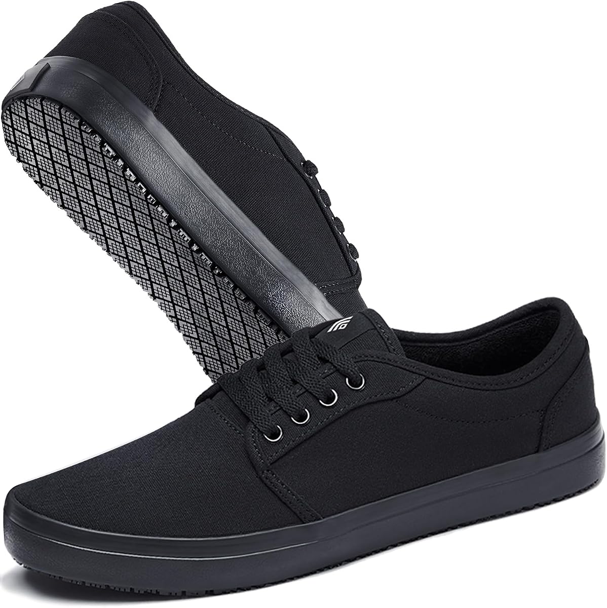 Non-Slip Work Shoes for Men & Women, Unisex Water-Resistant Slip-Resistant (Wet & Greasy) Canvas Sneakers for Food Service, Comfortable Restaurant Shoes for Chef Server, Culinary Kitchen Cook Shoes
