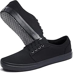 Non Slip Work Shoes for Men & Women Food Service, Unisex Black Casual Stain & Oil Slip Resistant Restaurant Server Sneakers, Comfortable Water Resistant Culinary Chef Kitchen Cook Shoes