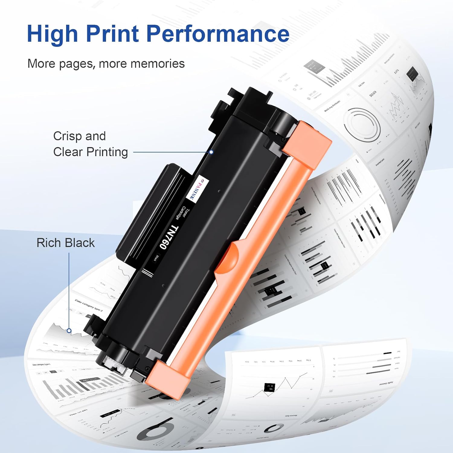 Compatible TN760 Toner Cartridge Replacement for Brother TN 760 TN-760 TN730 TN-730 High Yield for DCP-L2550DW HL-L2350DW HL-L2370DW HL-L2370DWXL HL-L2395DW MFC-L2710DW Printer - 4 Black