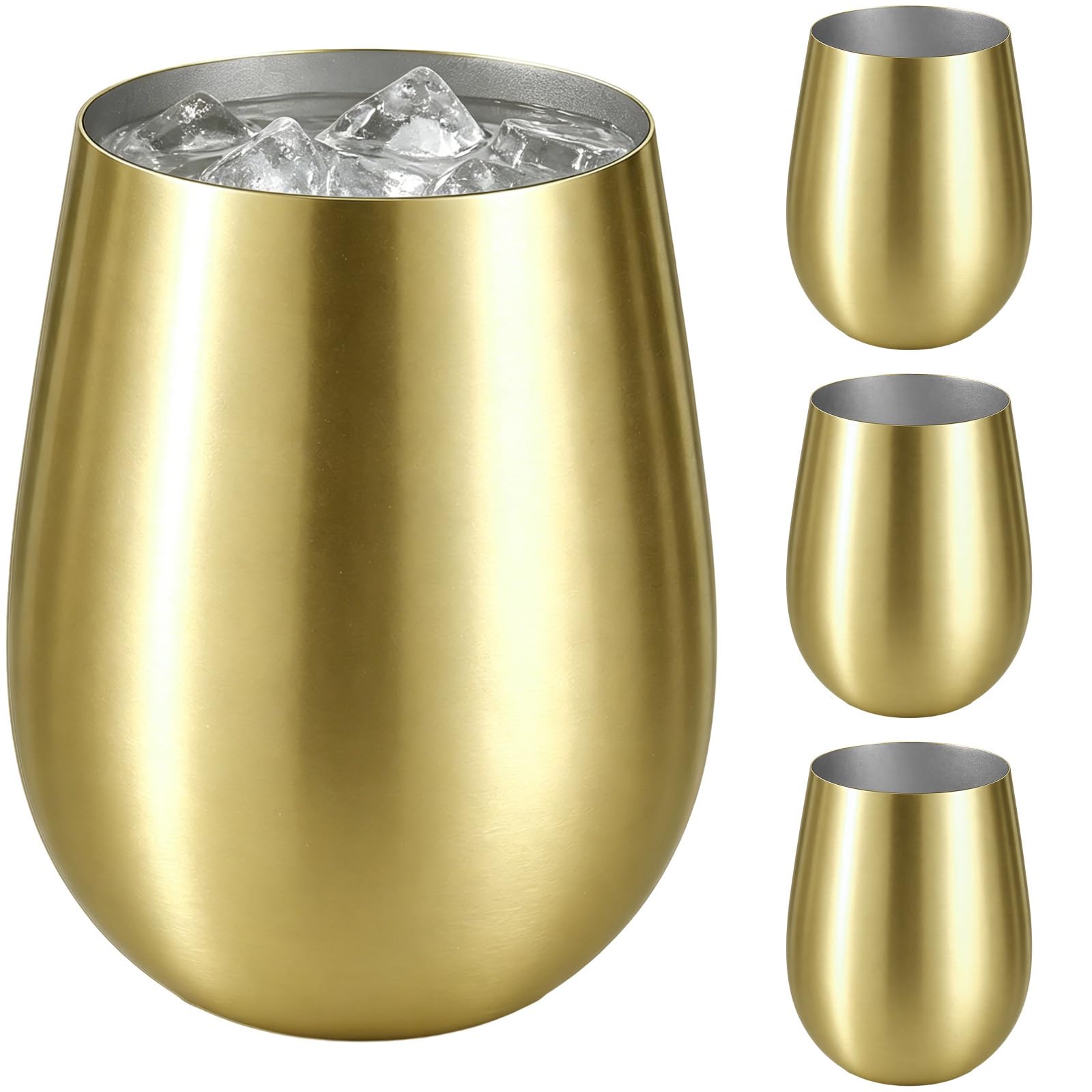 Verres à vin incassables en acier inoxydable premium - Set esthétique 532 ml