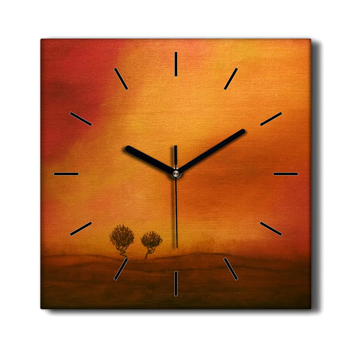 Horloge sur Toile 30x30cm Coloray pour Salon Décoration Murale Silencieuse Motif Arbres
