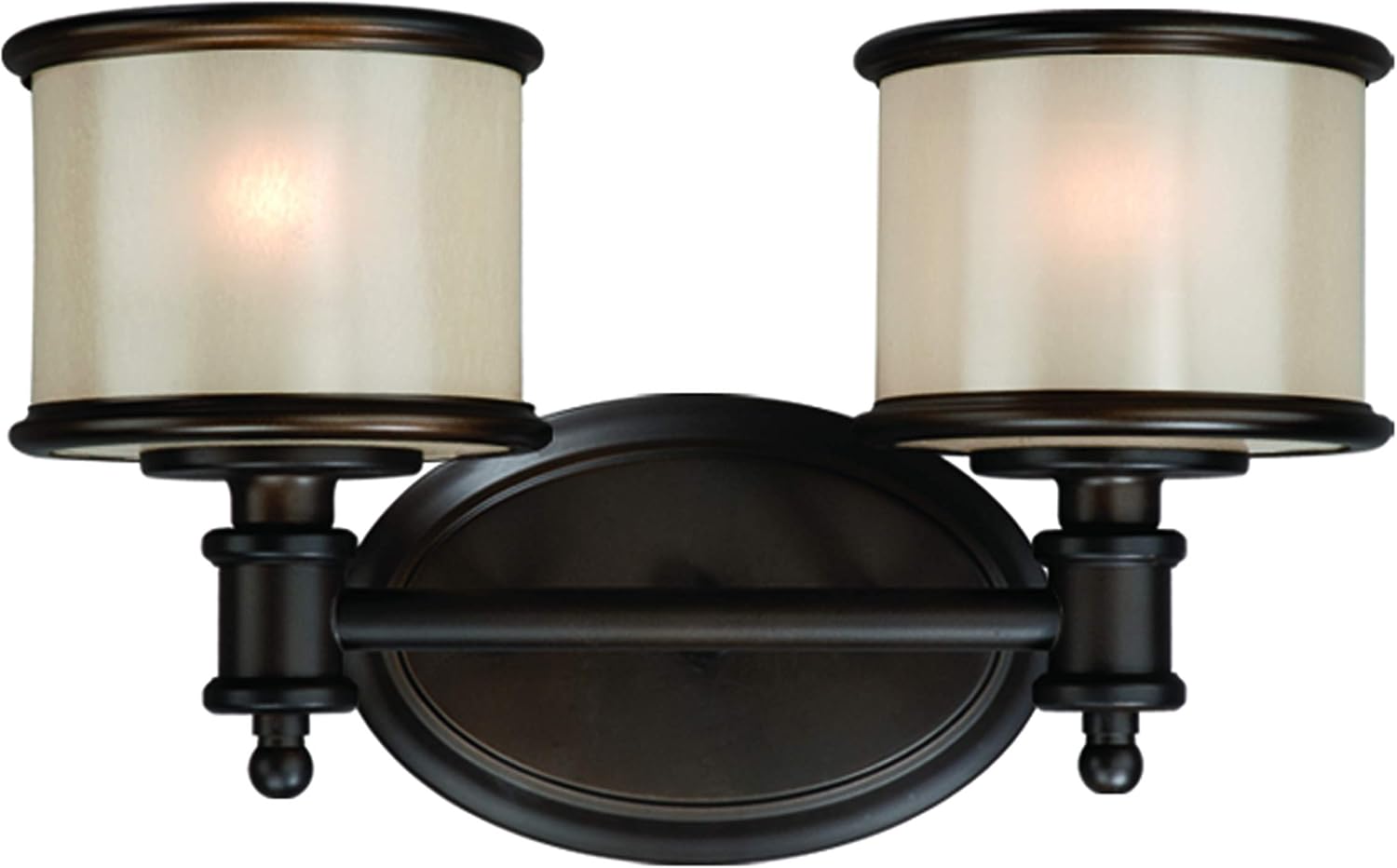 Vaxcel CRVLU002NB Carlisle 2 Glass Bathroom Vanity Lighting Fixture, Bronze