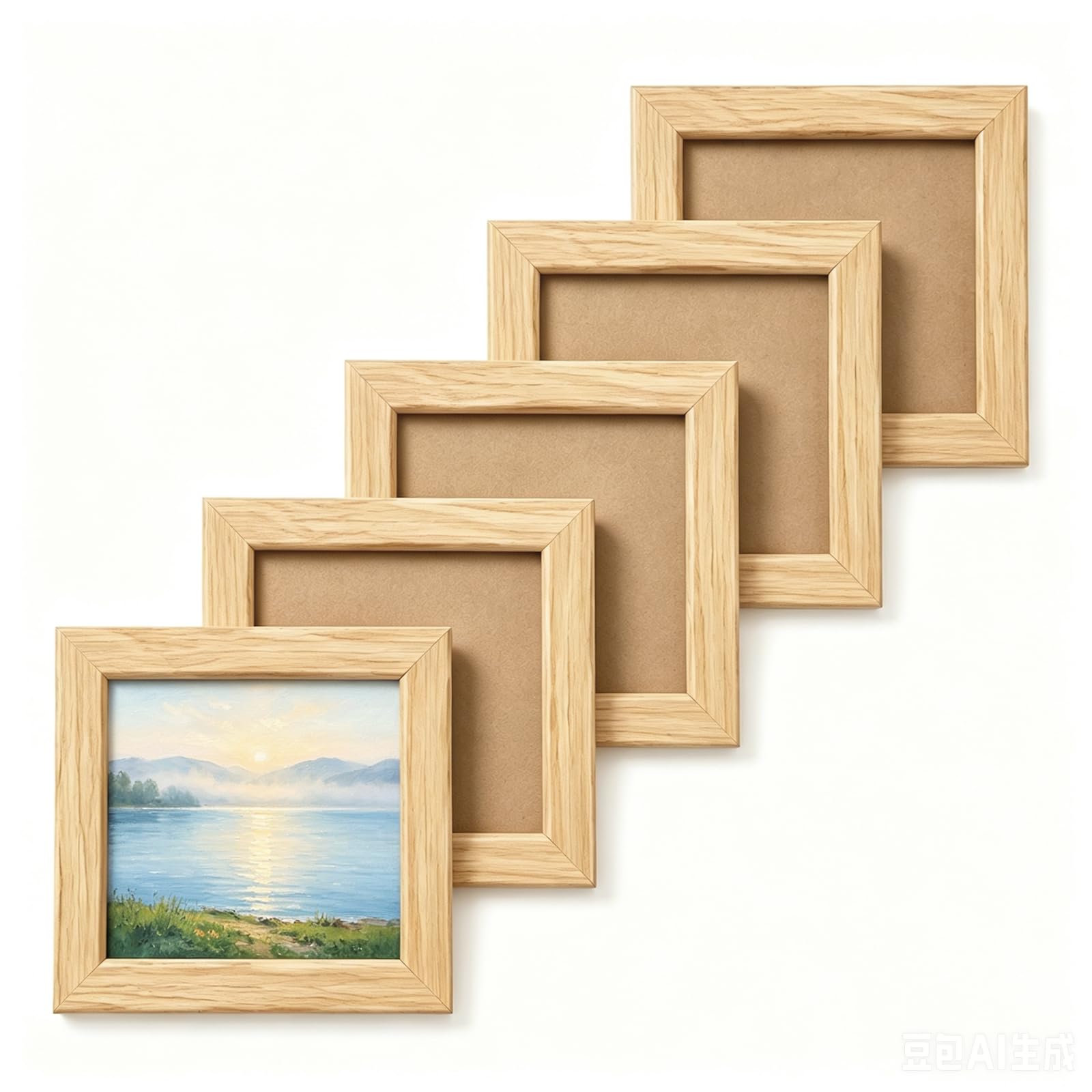 4x4 Photo Frames,5 Pack Small Picture Frames 10.2x10.2cm Mini Frames Natural Wooden Photo Holder For Wall Mount & Desk Stand With Double Mounts And Acrylic Glass