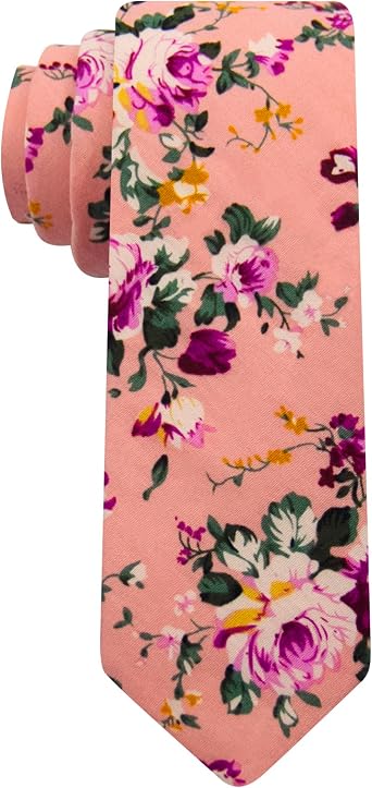 Mantieqingway Floral Ties for Men Skinny Cotton Tie Flower Necktie