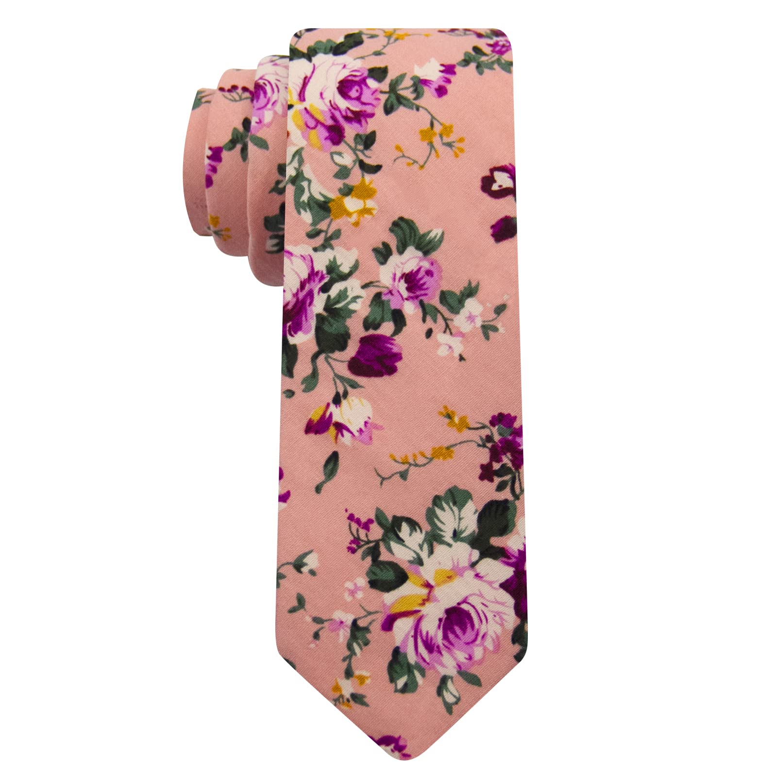 Mantieqingway Floral Ties for Men Skinny Cotton Tie Flower Necktie