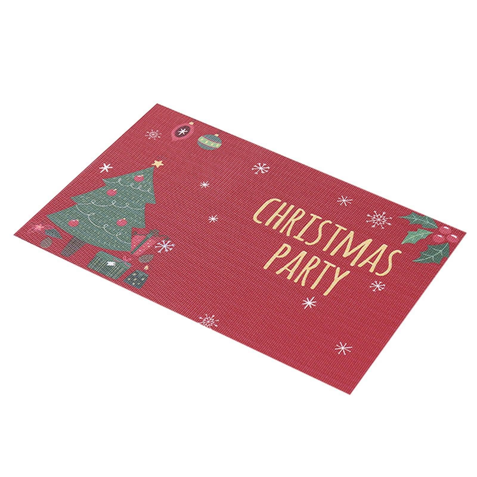 Individuales Mesa para 8PCS, 30 x 45 CM 70% Vinilo+30% Poliéster Salvamantel Rojo, Rectángulo con Patrón de Navidad