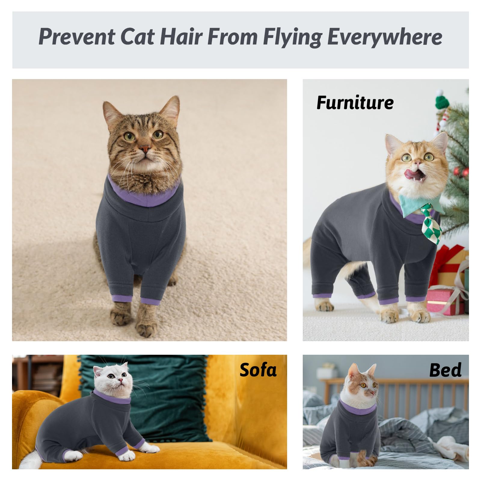 Ropa de invierno para gatos: suéteres, chalecos, pijamas y monos - cálido y protector para amigos de cuatro patas (negro, L) — view 6