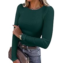 ANRABESS Women Long Sleeve Shirts Ribbed Fitted Tops
