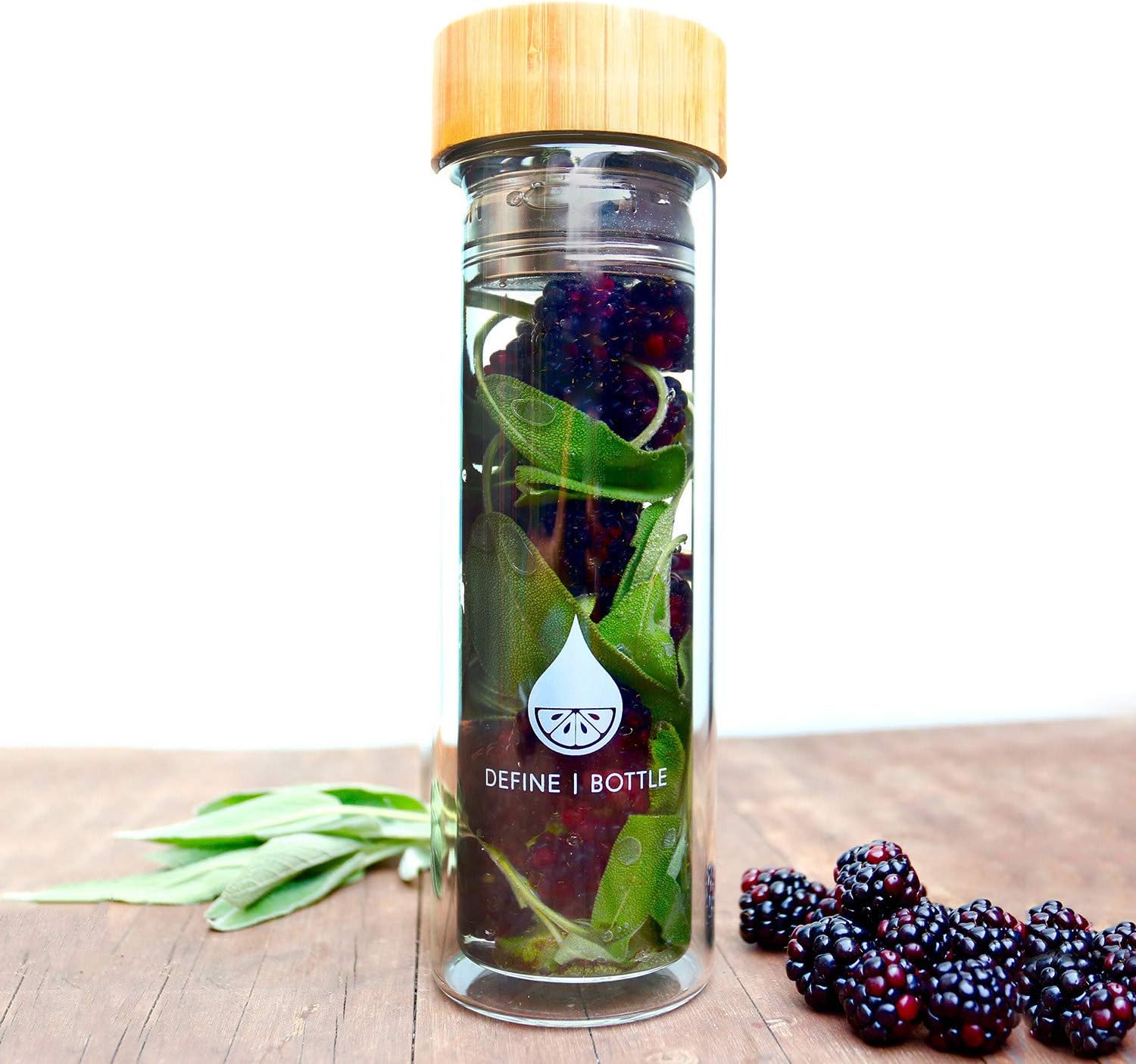 Define Bottle Bamboo Glass with Tea Infuser Edition