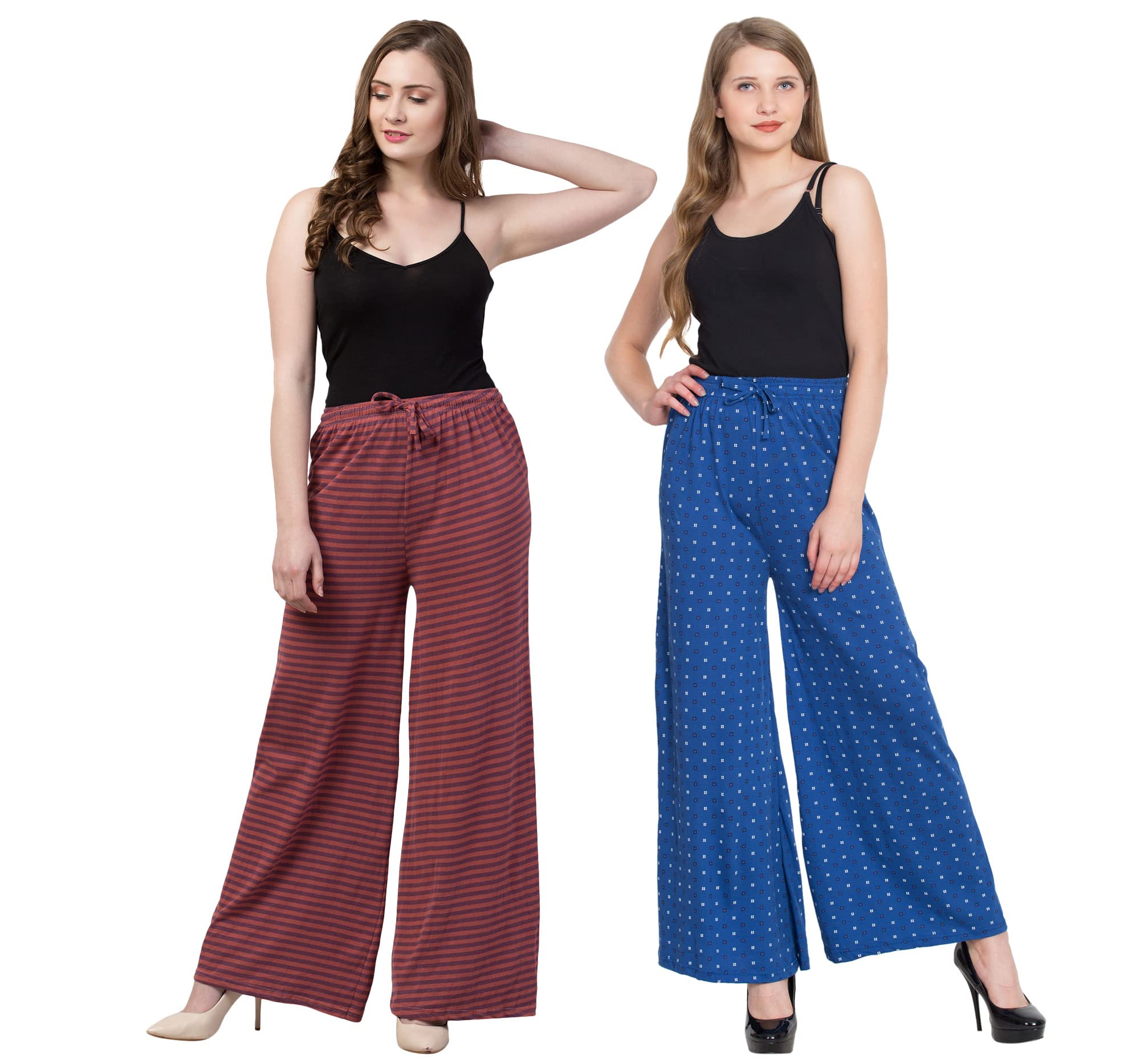 Women Palazzo Pants Cotton Combo Pack, Night Pyjamas for Women, Lounge Wear, Full Palazzo for Women Cotton Night Pant �Soft Cotton Night Wear (Assorted Pack Prints and Color May Vary)-image-36