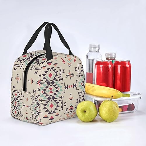 Miniatura 7 de weecool Lonchera nativa americana para mujeres y hombres, bonita lonchera aislada de nativos americanos con bolsillo frontal para trabajo, picnic y