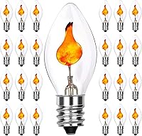 Vista 1 de Bombilla de llama parpadeante de Navidad C7 con forma de llama transparente para luces de cadena de base C7E12, luz de candelabro de Navidad