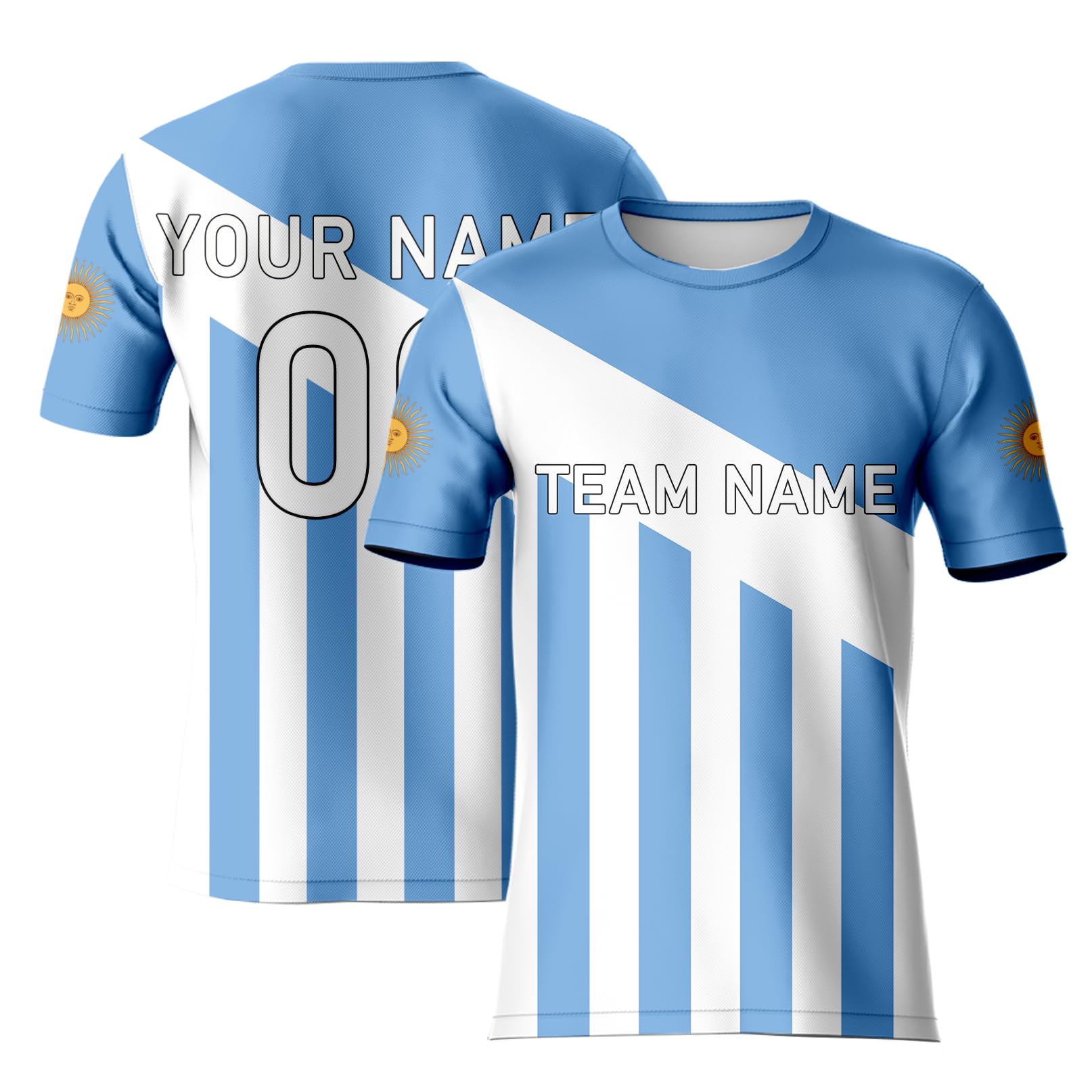 Custom Argentina Football Jersey Men Women Light Blue White Stripe Soccer Jersey with Logo Personalized Name Number Sports T-Shirt for Fan
