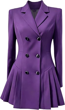 Womens Formal Double Breasted Suit Jacket Dress for Work Office Business Coat