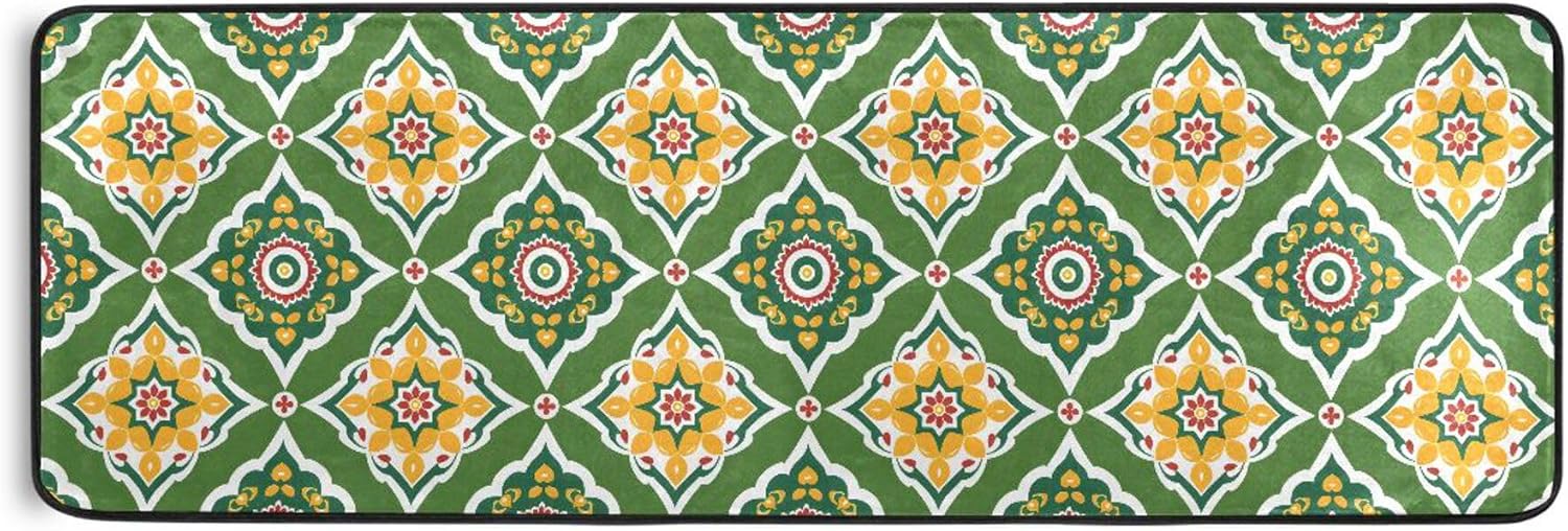 MNSRUU Long Runner Rug for Hallway Retro Flowers Boho Area Rug 2x6 FT Hallway Runner Rug with Rug Gripper Decorative Runner Rug for Entryway Indoor Mat for Corridor Kitchen Bedroom