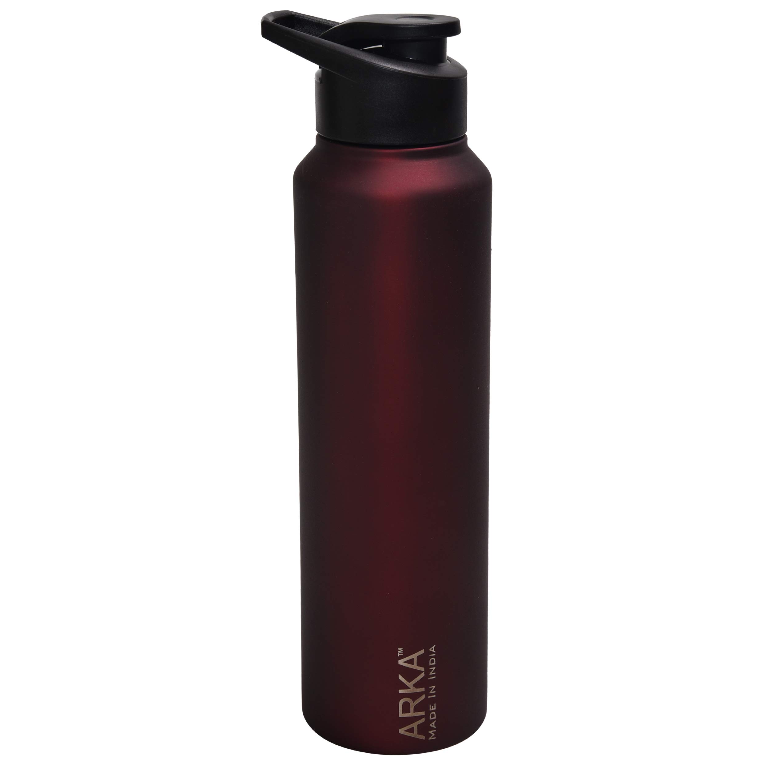 ARKA Stainless Steel Chromo Water Bottles with Sipper Cap, 2-Piec 1 Liter Each, Wine Red Ideal to Store All Beverages. 1