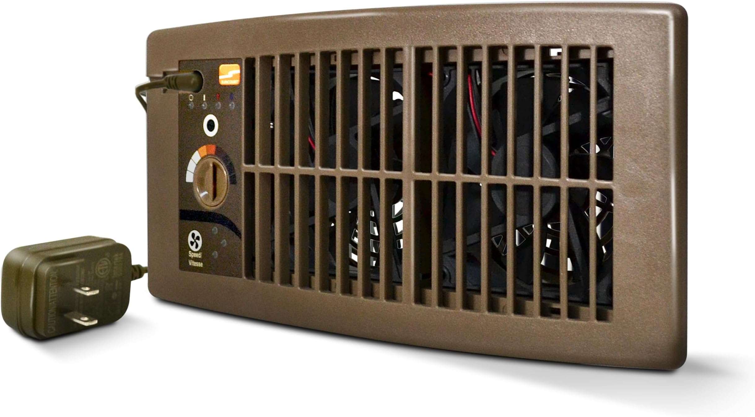 Suncourt Flush Fit Floor/Wall Register Booster Fan — Ultra-Quiet, 5-Speed Vent Fan with Smart Technology and 6-Foot Power Cord, HC500-B (Brown)