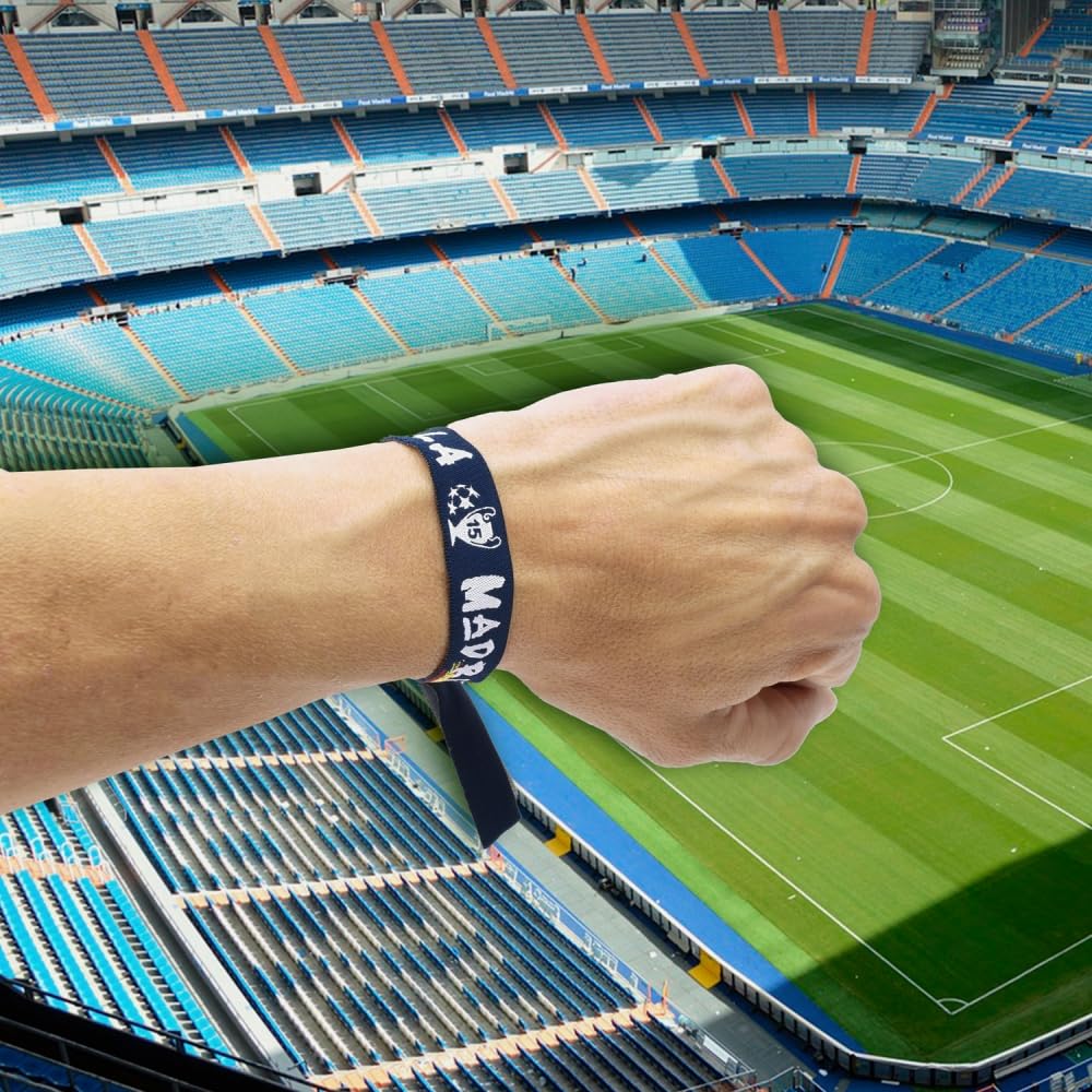 BDM Pulsera Madrid Merengue de tela ajustable, pulsera vikingos, hala Madrid