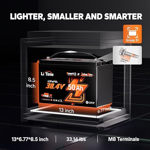 Miniatura 8 de Litime Kit de alimentación marina de 36 V 50 Ah, batería de litio de 36 V para motor de arrastre, protección a baja temperatura, batería LiFePO4 en