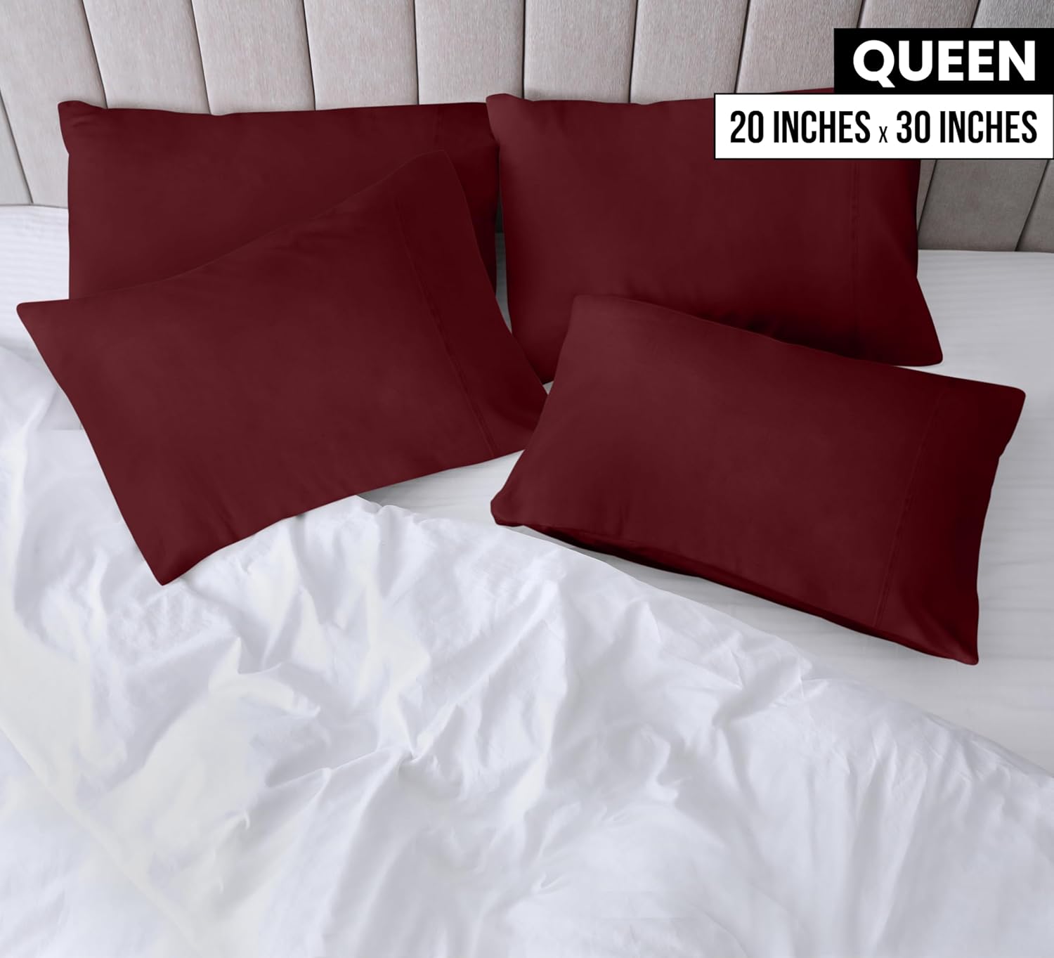 Utopia Bedding Queen Pillow Cases - 12 Pack - Envelope Closure - Soft Brushed Microfiber Fabric - Shrinkage and Fade Resistant Pillow Covers Queen Size 20 X 30 Inches (Queen, Burgundy)