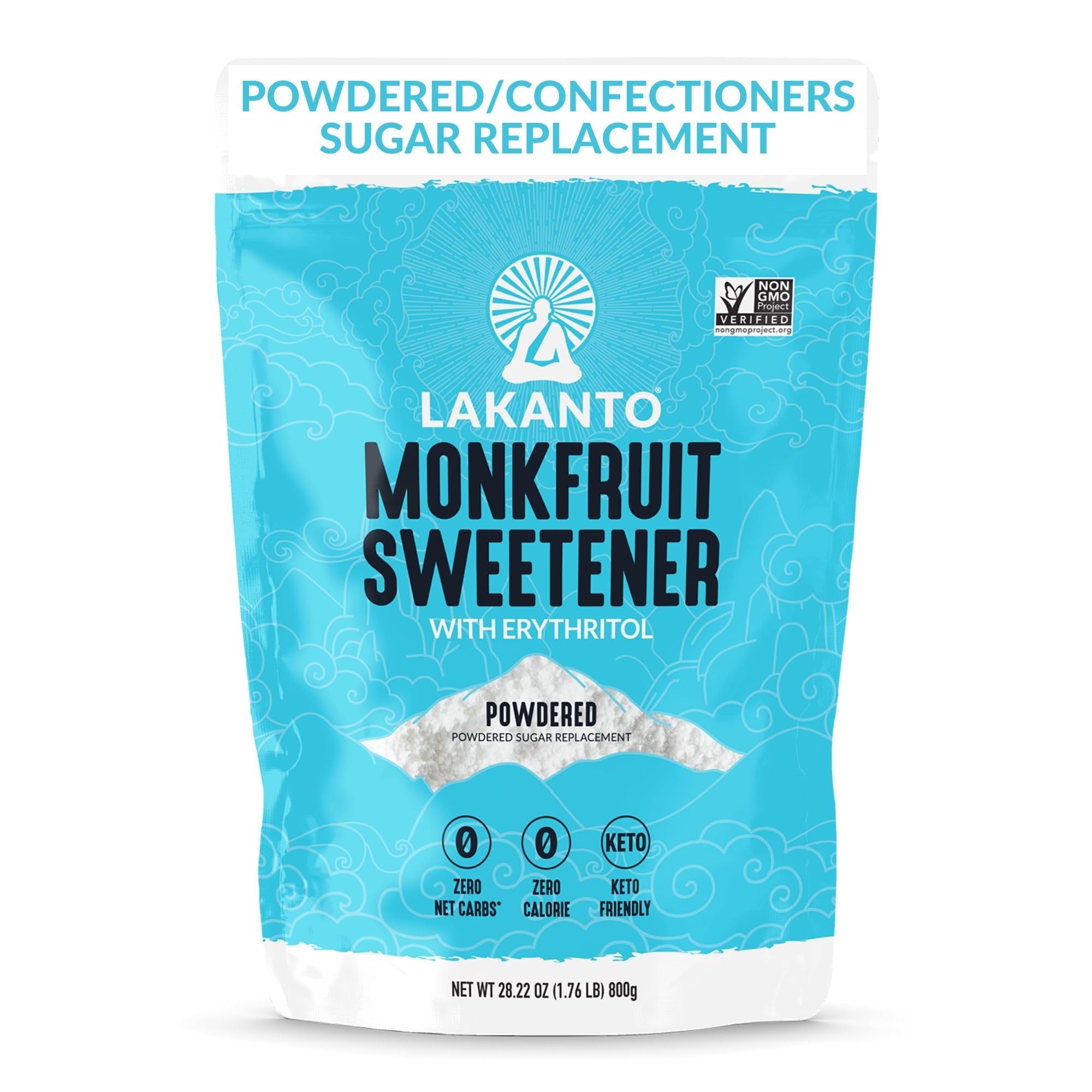 Lakanto Powdered Monk Fruit Sweetener with Erythritol - Confectioners Sugar Substitute, Frosting, Icing, Zero Calorie, Keto Diet Friendly, Baking, Extract, Sugar Replacement (Powdered - 1.76 lb)