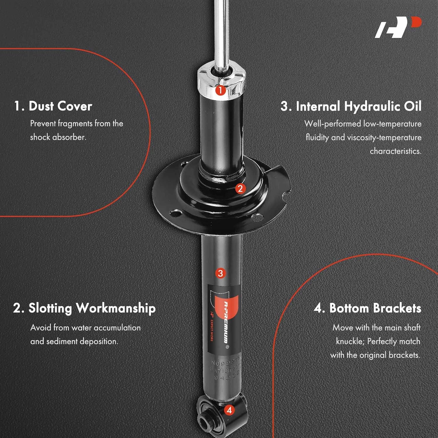 A-Premium Rear Shock Absorber Compatible with Honda Accord 2003-2007 & Acura TL 2004-2008, Driver and Passenger Side