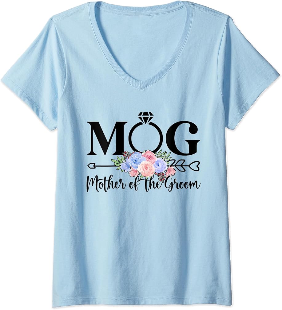 MOG Mother Of The Groom Mom Proud Mama Of The Groom V-Neck T-Shirt