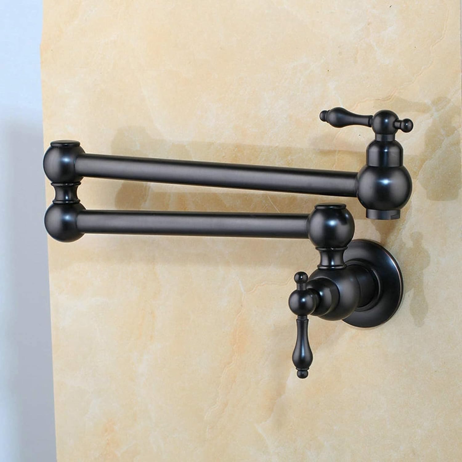 Faucets Sink Tap,Nickel Brush Rotated Bathtub Basin Sink Mixer Tap Paint Solid Brass Kitchen Sink Swivel Wall Mount Pot Filler Faucet