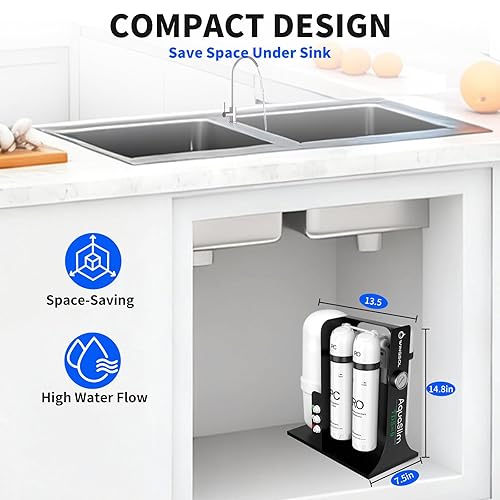 Miniatura 9 de WINGSOL - Filtro de agua de ósmosis inversa integrado, NSFANSI 425358, sistema de filtración RO de 8 etapas debajo del fregadero para agua pura 0
