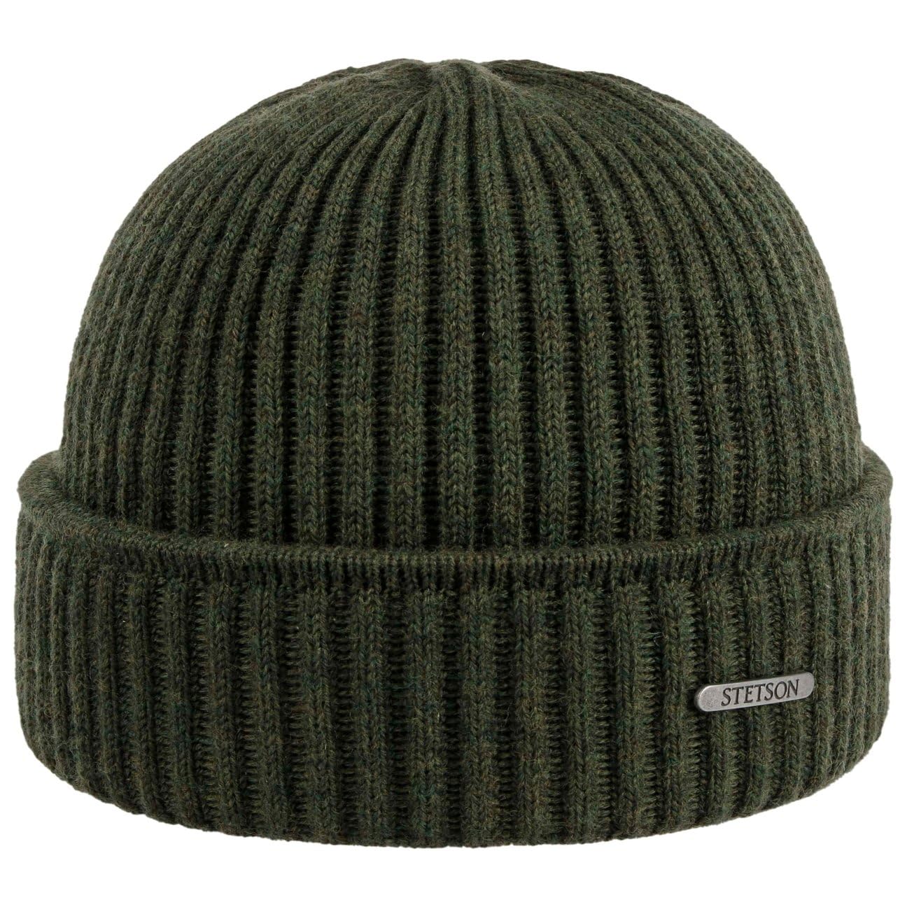 Stetson Unisex 52-Olive Parkman Knitted Hat For Ladies / Men - 100% Merino Wool Winter Cap - Made In The Eu - One Size 54-62 Cm Turn-Up Cap - Woolen Cap For Autumn/Winter - Ribbed Cap Olive One Size