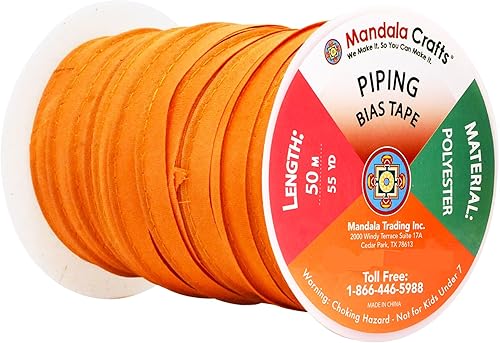 Miniatura 2 de Mandala Crafts Cinta al bies naranja con cordón de soldadura para tapicería - Cordón naranja naranja para coser - 12 pulgada 55 yardas ribete de