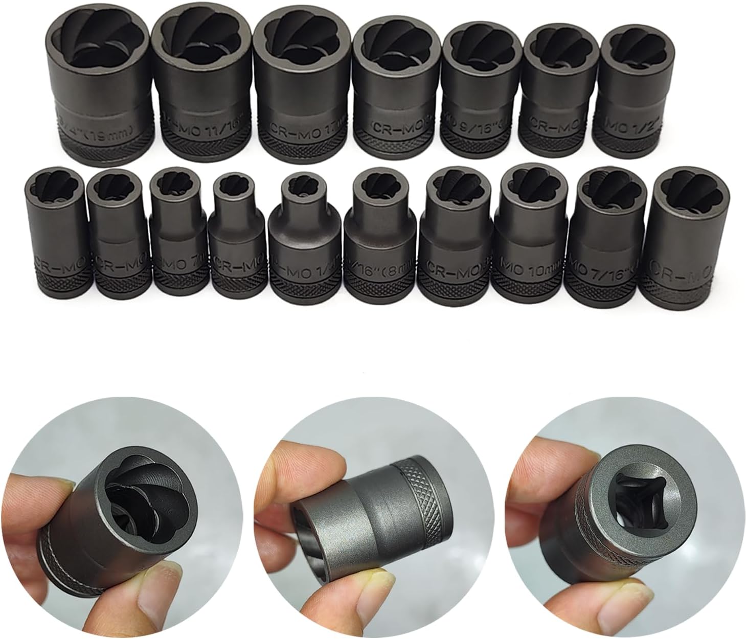 21PCS Twist Lug Nut Socket Set - 3/8 inch Drive Damaged Nut Lock Remover Extractor - Rusted & Strip & Stripped & Stuck Locking Nut Removal Tool Kit