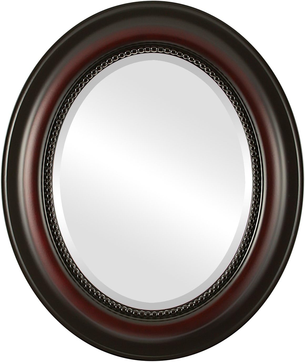 OVALCREST Oval Beveled Wall Mirror for Home Decor - Heritage Style - Rosewood - 21x25 Outside Dimensions