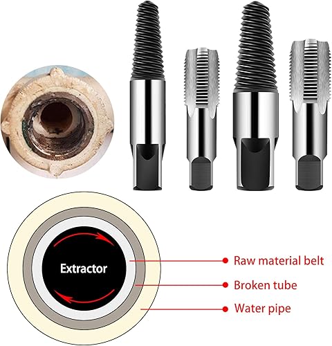 Miniatura 3 de Eagles Juego de 4 extractores de tubos de agua, juego de grifos NPT de acero al carbono de 12 a 34 pulgadas, kit de reparación de válvula triangular