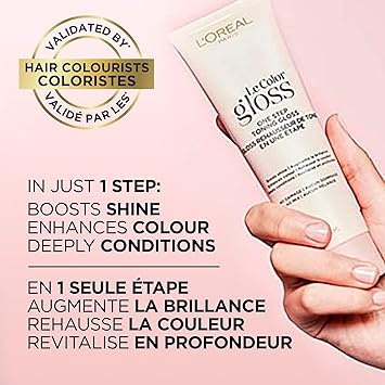 L'Oreal Paris One Step Toning Hair Gloss: In-Shower At-Home Use, Boosts Shine, Enhances Color, Conditioning, Brass Neutralizing, No Damage, No Mix, Ammonia-Free, Paraben-Free