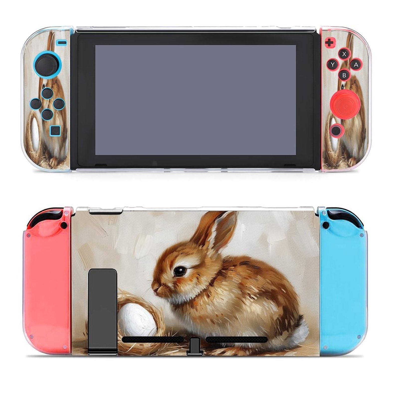 XBubupX Lion Celebrating Easter Switch Game Case Protector Easter Eggs Dockable Protective Case Cover Accessories for Switch Console