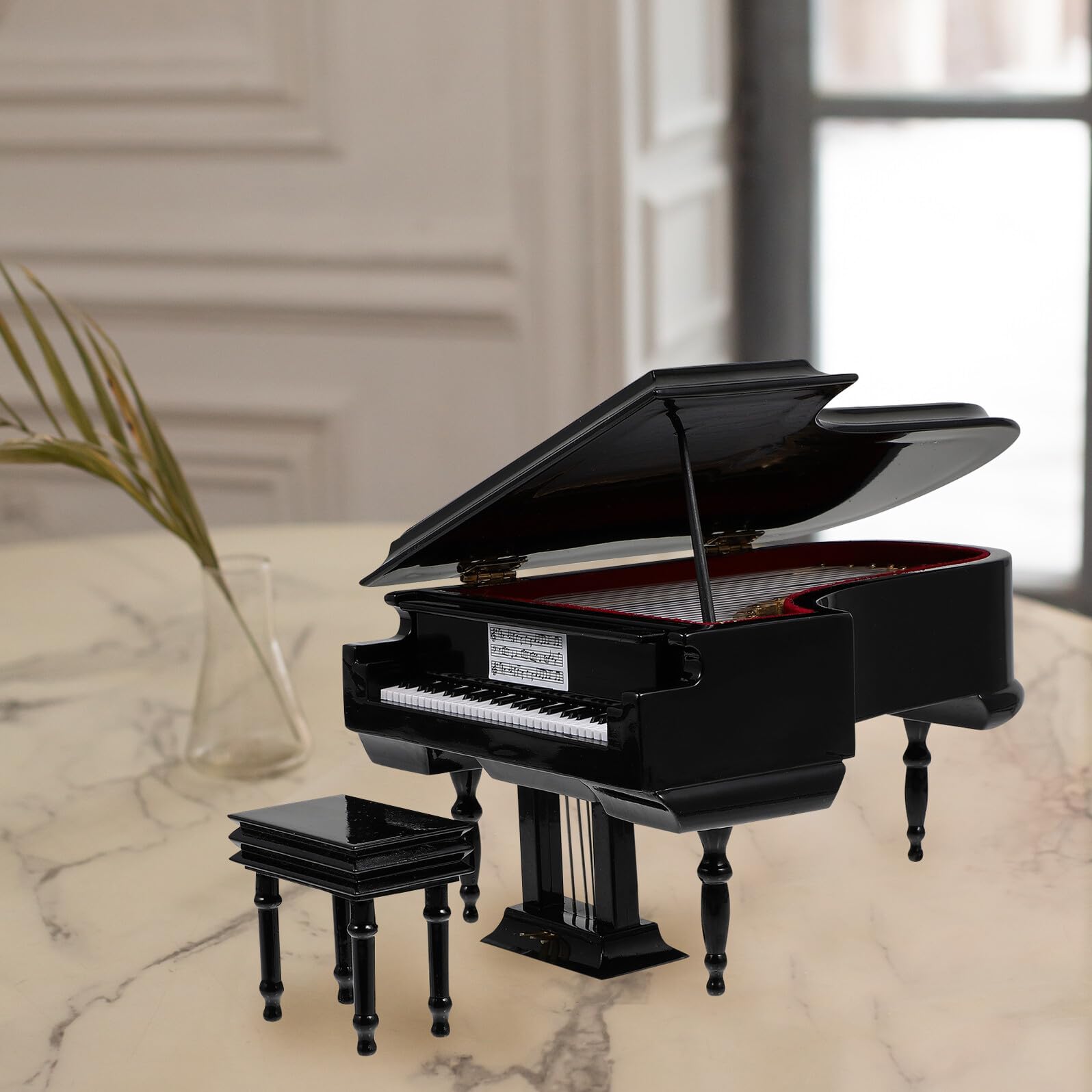 TOYANDONA Carillon Mini Pianoforte in Plastica e Metallo Nero, Decorazione da Tavolo Portatile per Casa o Ufficio, Regalo per Musicisti e Pianisti