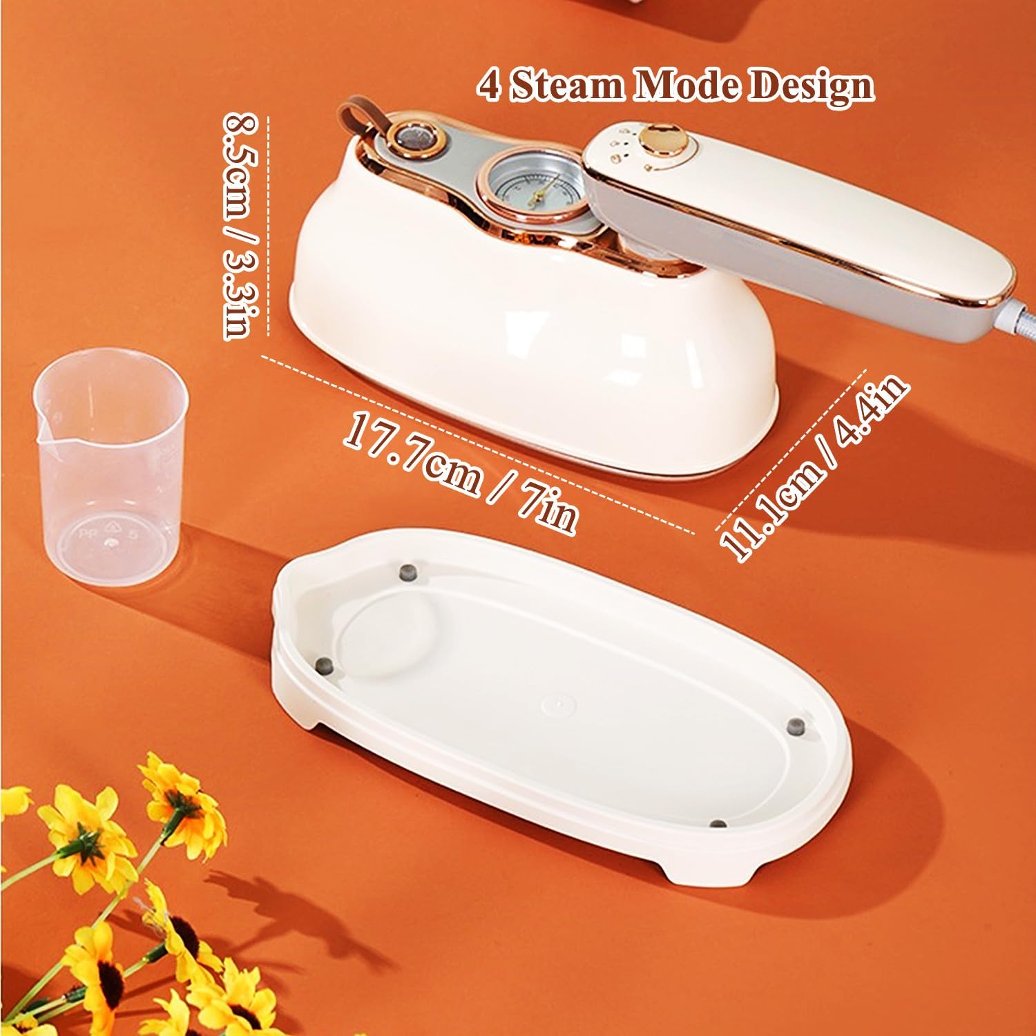 Portable Steamer Iron for Clothes, 1200W Folding Steam Irons w/Temperature Indicator & 200mL Large Water Tank, 2 in 1 Ironing & Steaming Travel Garment Steamers,Beige