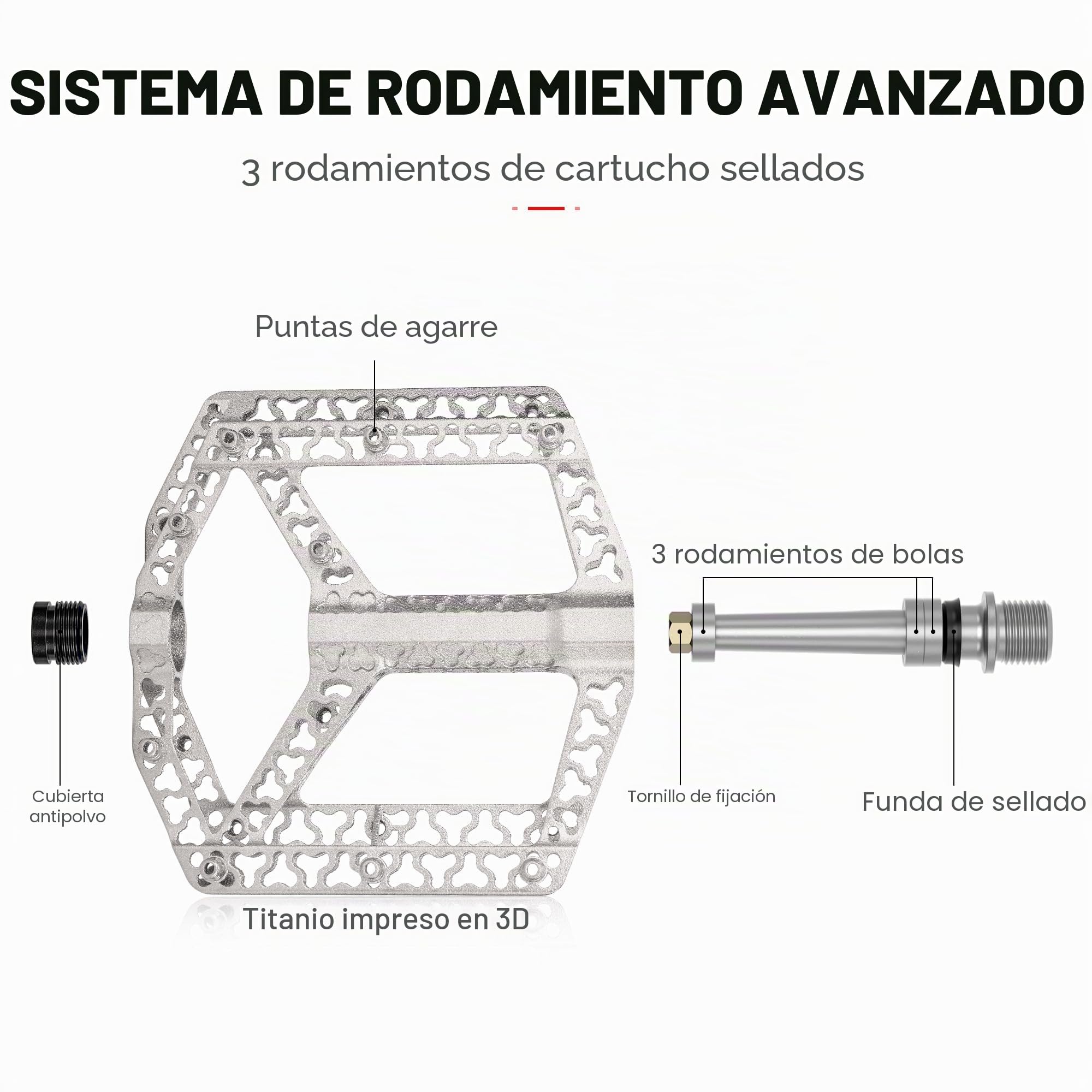 GEWAGE Pedales de bicicleta MTB de aluminio CNC de 9/16 pulgadas