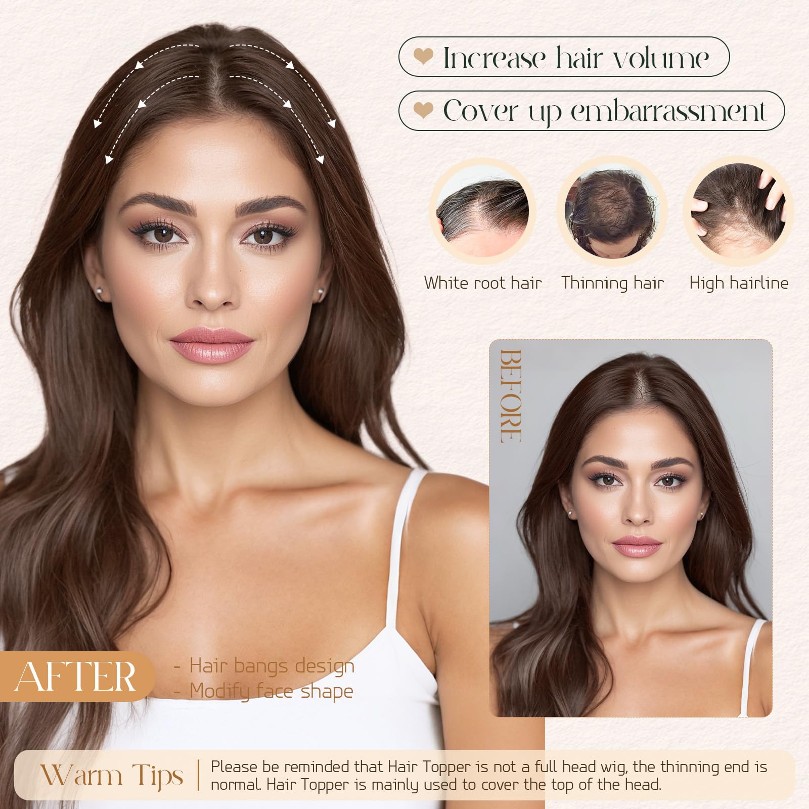 Rich Choices Hair Toppers for Thinning Hair Women Real Hair 8 * 11cm Silk Base Human Hair Topper Short Hairpieces Clip in Straight Remy - Image 2