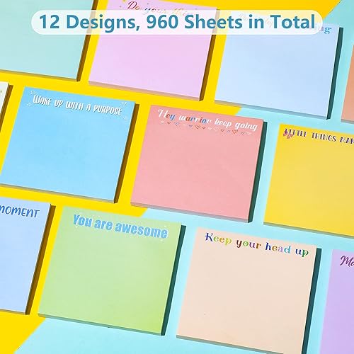 Miniatura 3 de Zonon 24 notas adhesivas geniales para la escuela, de 3 x 3 pulgadas, con temática de regreso al aula, bloc de notas motivacionales, regalos