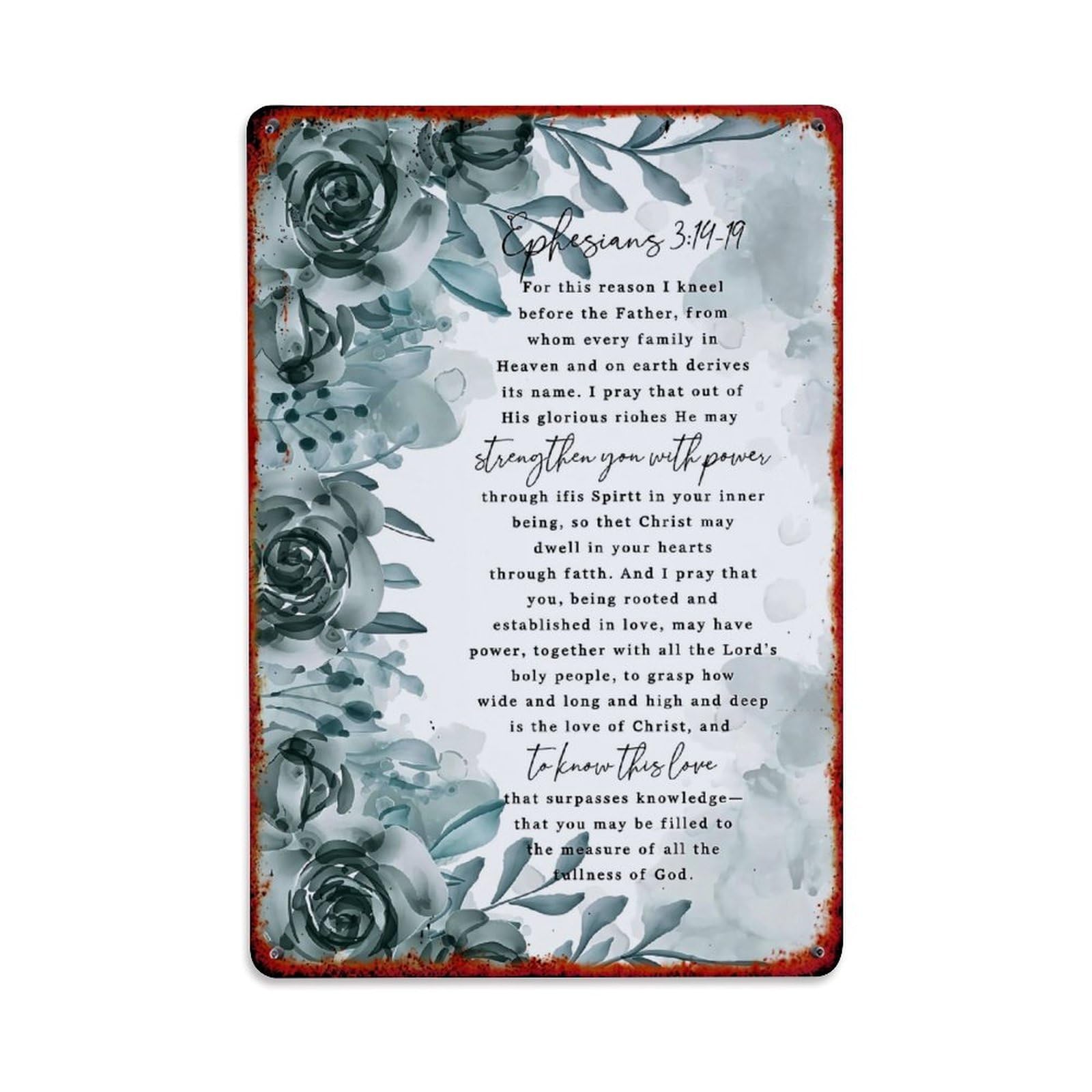 Jdfenggu Vintage Floral Watercolor Scripture Art Print_1 Retro Metal Tin Sign, Decor Art Poster For Bar, Home, Man Cave, Kitchen, Laundry Room Gift 8X12inch