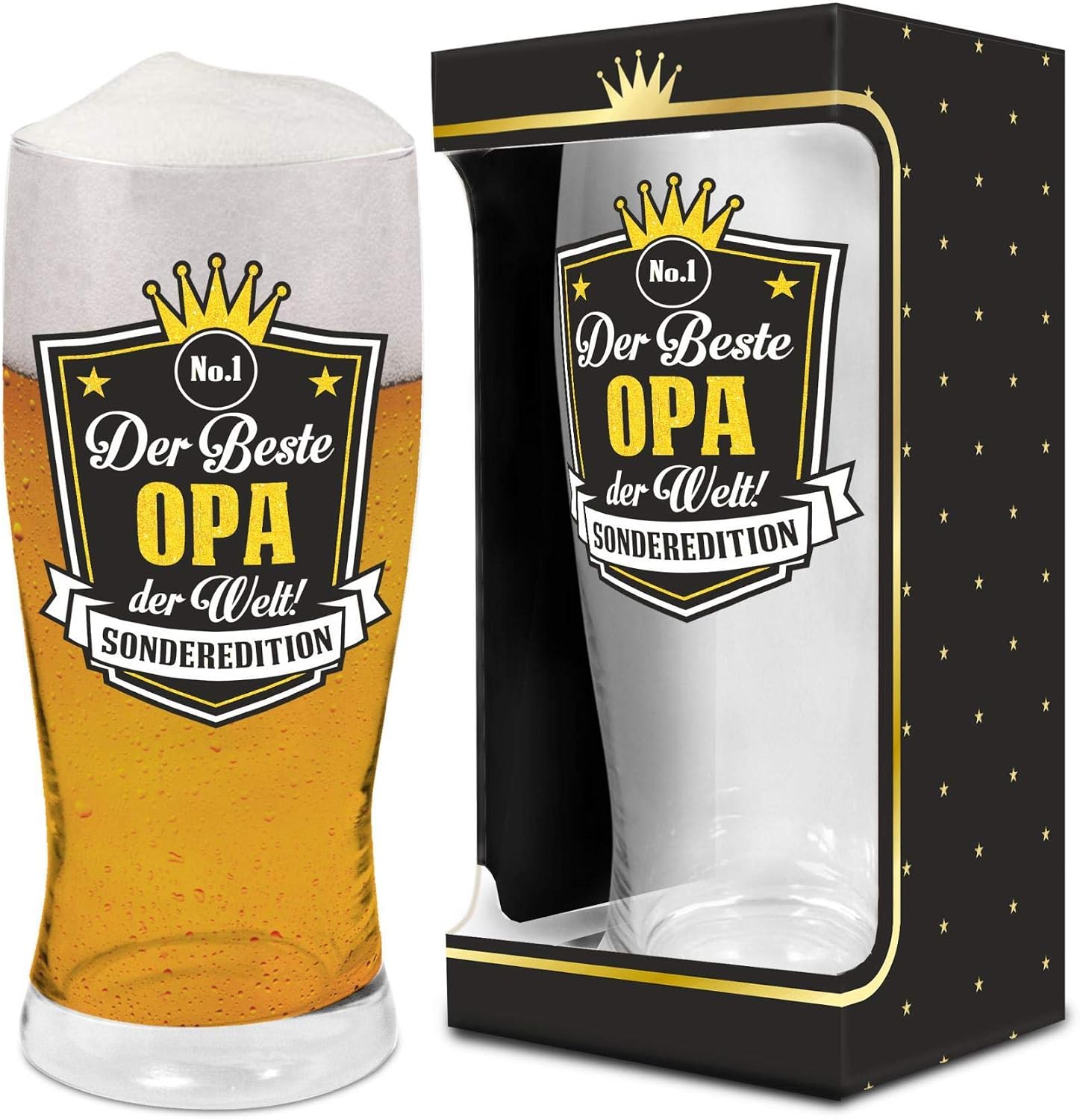 Abc Casa Grandpa Beer Glass 0.5 L for Birthday Anniversary, Name Day, Valentine's Day, Father's Day, in Gift Box
