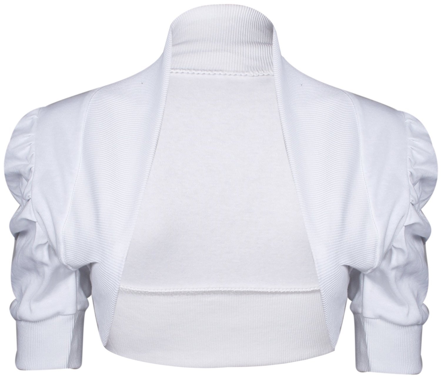 Noroze Women's White Ruched Sleeve Cropped Bolero Cardigan Shrug Plus Sizes (24, )