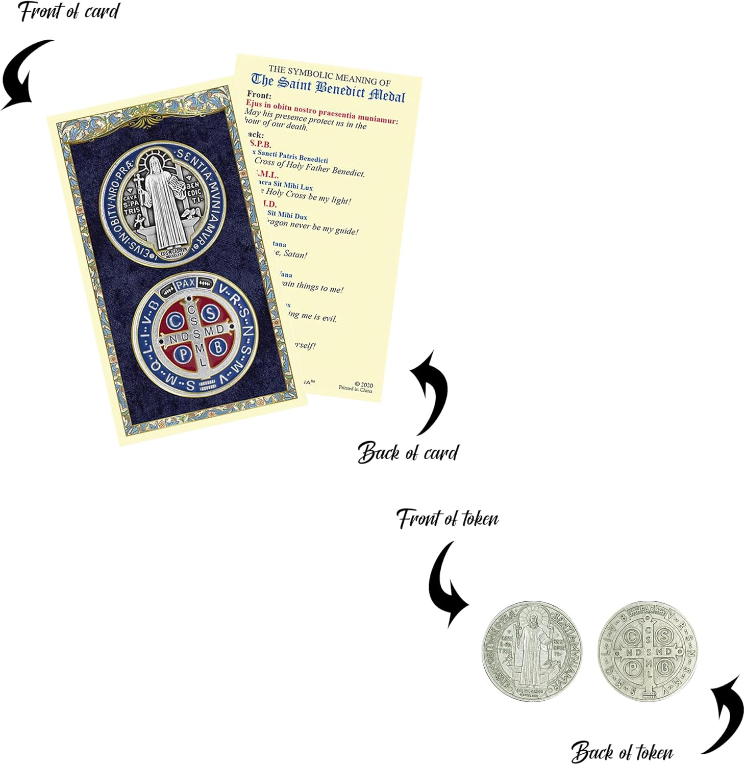 Trendzeen Saint Benedict Holy Card - Italian San Benito Medal Pocket Token, The Lord's Prayer - Laminated Prayer Card, Catholic Token - St Benedict of Nursia Themed Set - 3 Items - Image 5