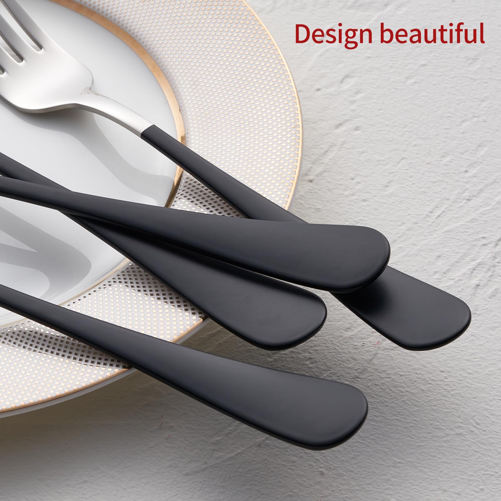 Black Stainless Steel Dinner Forks - Set of 12 -6 Black Stainless Steel Dinner Forks - Set of 12 -6