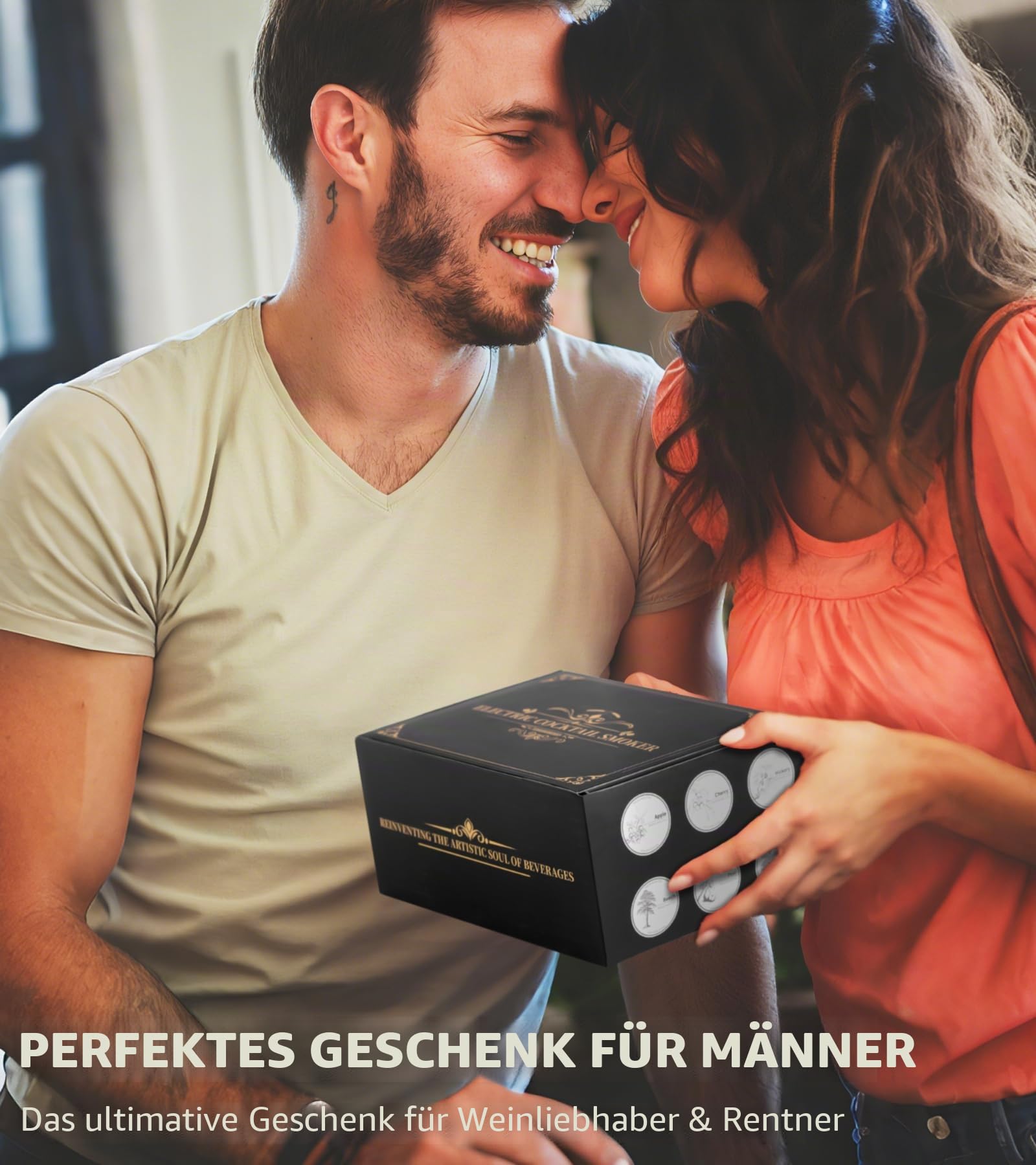 Elektrisches Whisky-Räucherset mit LED-Licht, 6 Holzspäne-Aromen, kein Butan erforderlich, wiederaufladbarer Cocktail, altmodisches Räucher-Set, Bar-Set, Zubehör, Geschenke für Männer, Vater, Ehemann