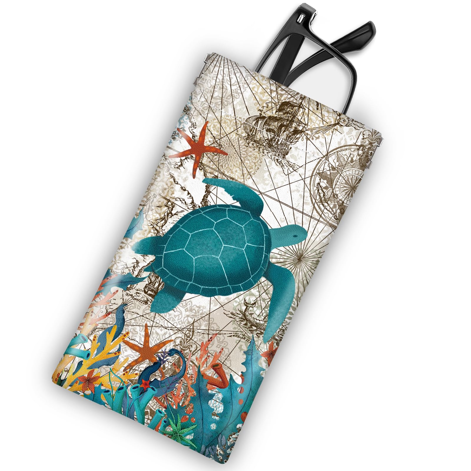 Mcapirivo Soft Sunglasses Eyeglass Glasses Case,7x3.5inch Portable PU Leather Squeeze Top Holder Bag Pouch for Women Men